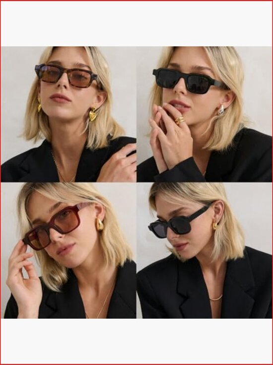 Retro Small Rectangle Sunglasses UV Protection Lightweight PC Frame main image 6